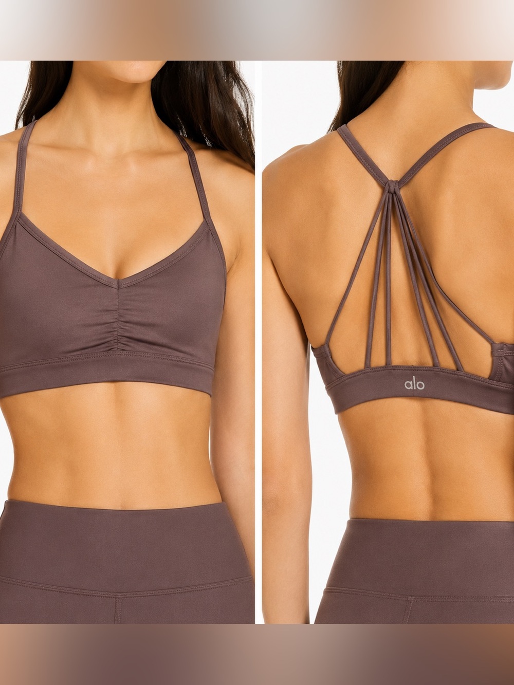 Alo Yoga Sunny Strappy Bra Brown Mauve Size Medium